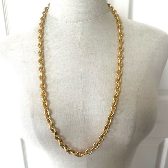 Anne Klein gold tone long chain link necklace - Picture 1 of 10